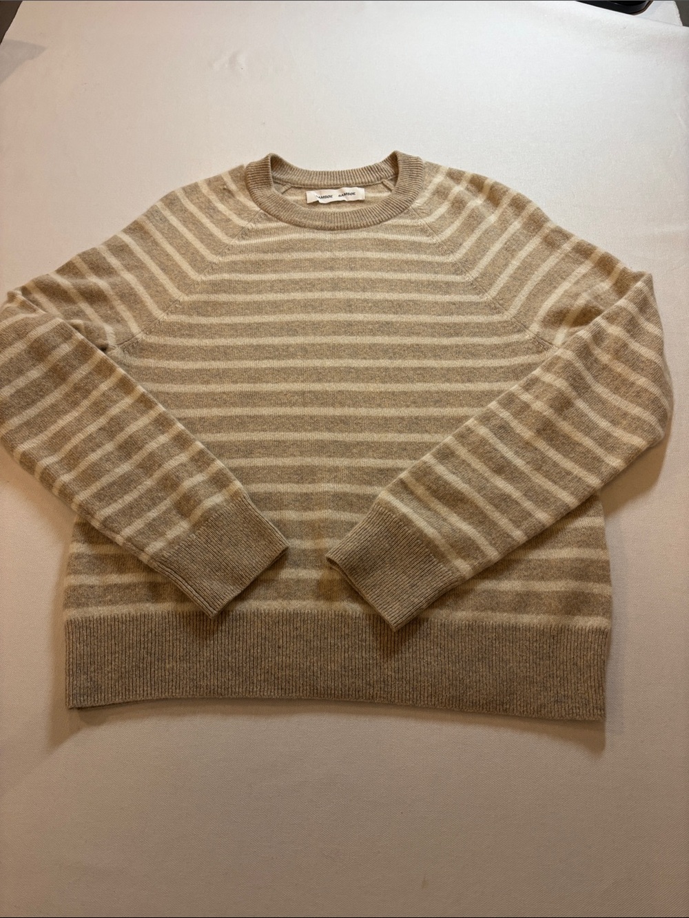 Samsoe Samsoe Boston O—Neck Women’s Cashmere Striped Sweater - Beige/Cream. S
